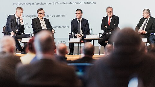 Podiumsdiskussion des BBW mit den Fraktionsvorsitzenden von CDU, Grüne, SPD und FDP sowie Kai Rosenberger (Vorsitzende des BBW)